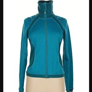 Lululemon Women 6 Warm Up Track Jacket Zip High Neck Teal Workout Running Gym